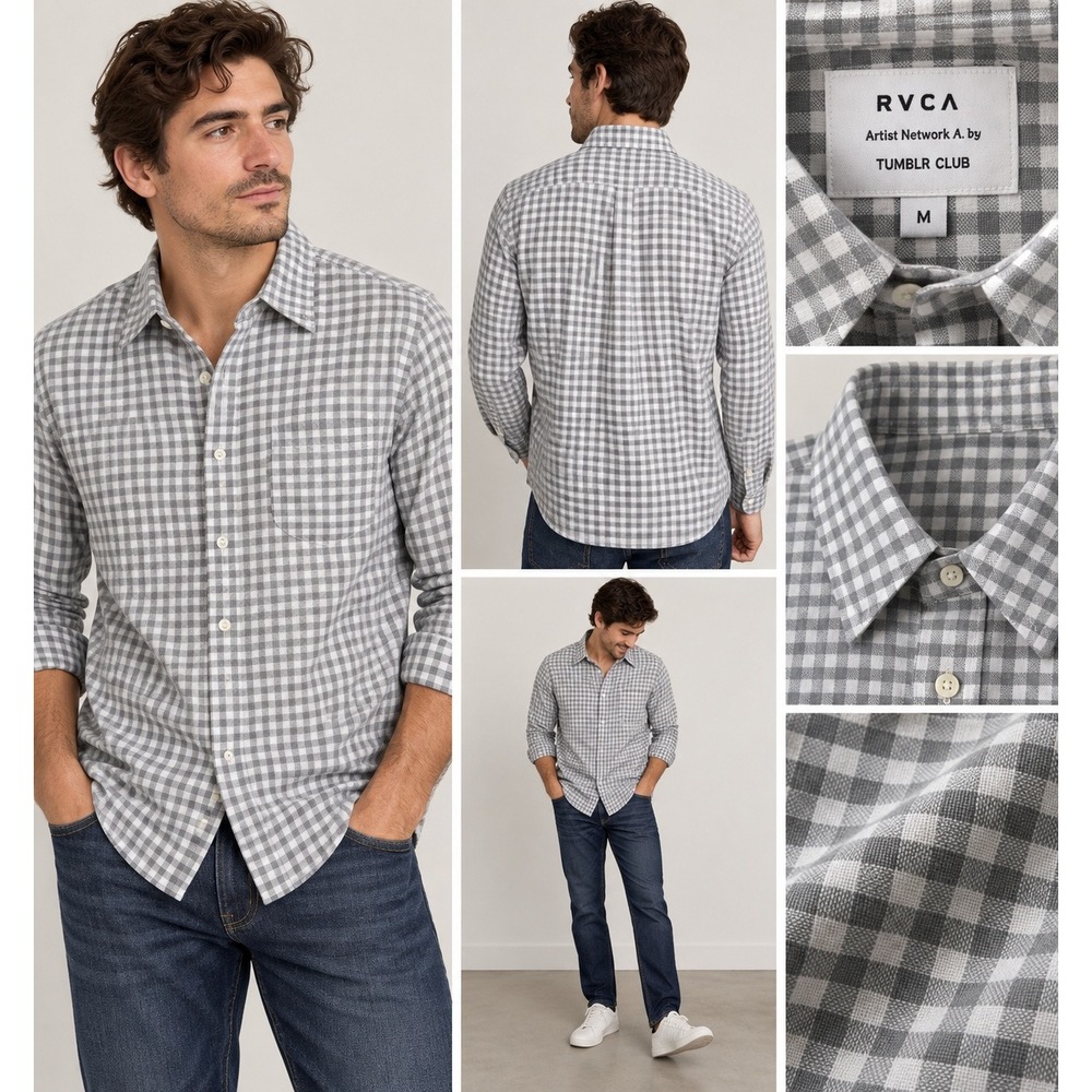 RVCA Artist Network Program x Trunk Club Mens Grey Skater Indie Shirt M